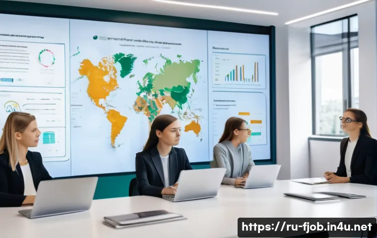 AI 윤리 전문가 - A modern office setting with a diverse team of AI ethicists and developers collaborating around a la...